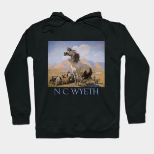 Smoky Face (Wild Mustang) - Painting by N.C. Wyeth Hoodie